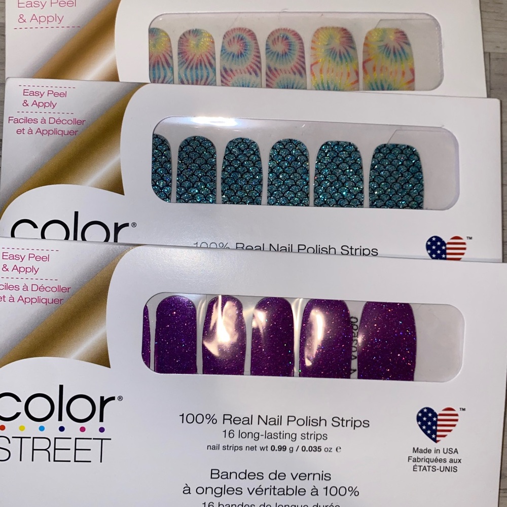 1 in 4, peace love tie dye, mermaid brigade FUN BUNDLE nail polish strips